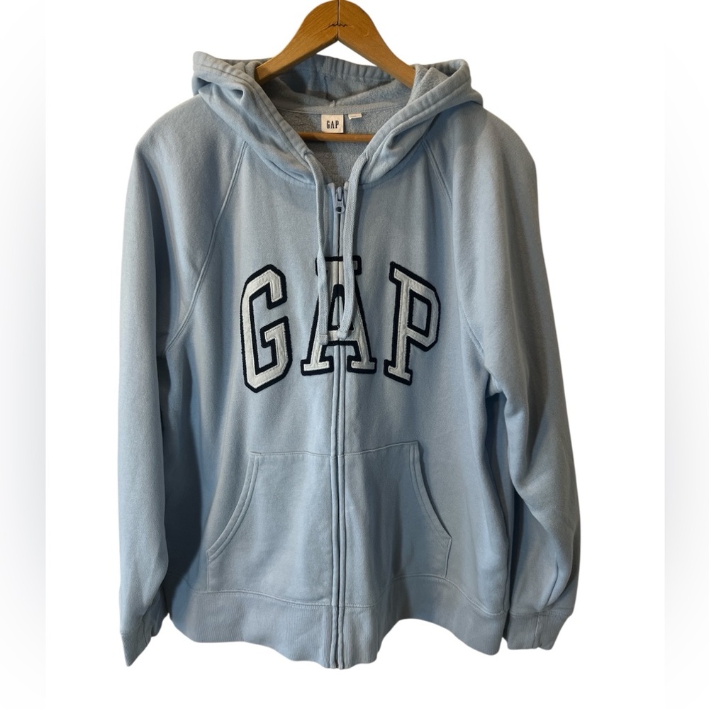 GAP Women's Light Blue Zip-Up Hoodie -Y2K Aesthetic - Picture 2 of 6